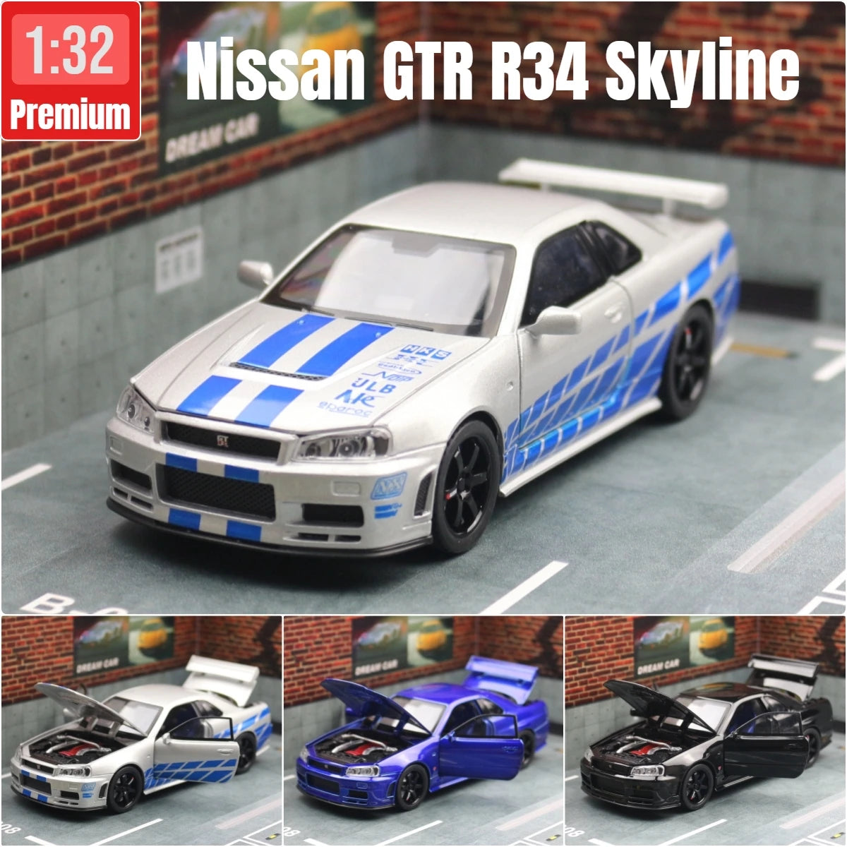 Nissan Skyline GTR R34-Model Diecast 1/32